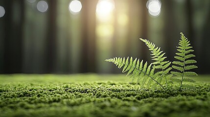Poster - Lush green ferns growing on forest floor, capturing tranquility and beauty of nature.
