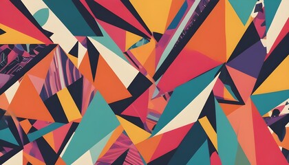 Fototapete - background Vibrant geometric patterns with bold colors, sharp angles, and a modern retro vibe