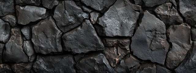 Poster - A close-up view of textured dark stone, ideal for backgrounds or design elements.