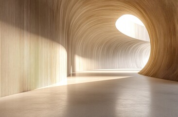 Leinwandbilder - A smooth, curved architectural space with soft lighting and organic shapes.