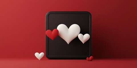 Leinwandbilder - A collection of heart shapes in various sizes and colors on a contrasting background.