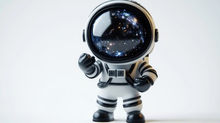 Poster - A stylized astronaut figure with a galaxy view in its helmet, symbolizing exploration.