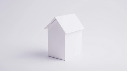 Leinwandbilder - A simple white paper model of a house on a minimalist background.