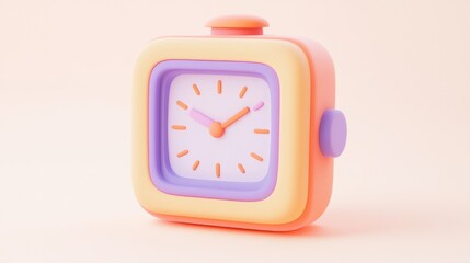 Aufkleber - A colorful, stylized clock with a soft design, ideal for decorative or playful settings.