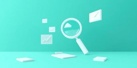 Poster - A minimalist scene featuring a magnifying glass and floating documents, suggesting analysis.