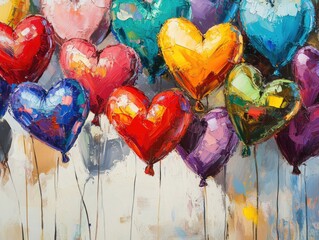 Wall Mural - Heart Shaped Balloons