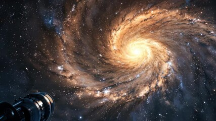 Wall Mural - Majestic Spiral Galaxy Observed Through Telescope in Cosmos Stars