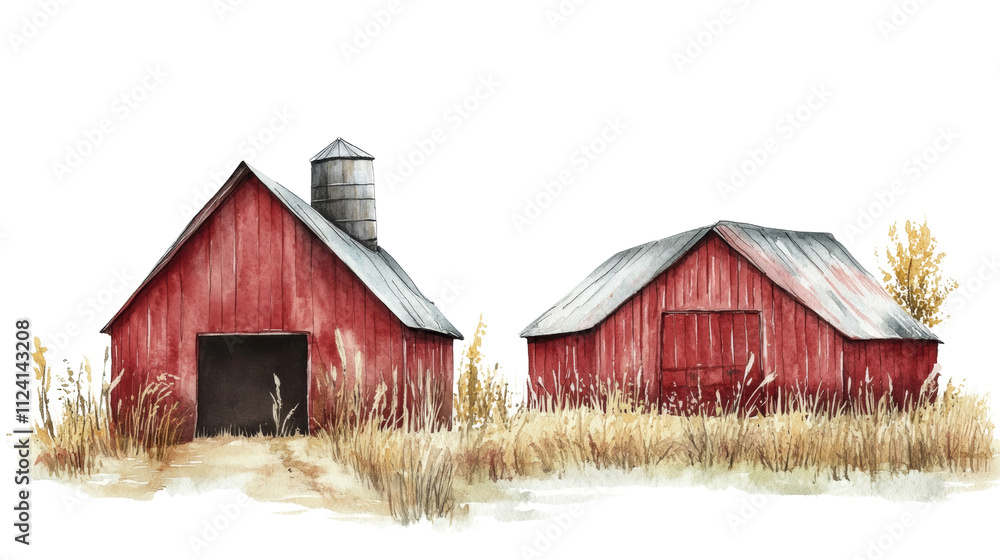 Farm watercolor illustration isolated on transparent background Stock ...