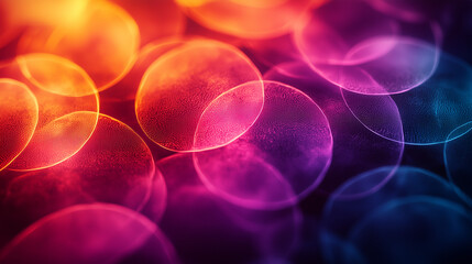 Wall Mural - multicolored circles create a dynamic and sparkling effect, blending from warm orange to cool blue tones