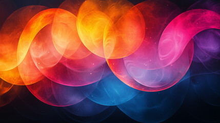 Wall Mural - dynamic swirls of red and pink circles against a dark background creating a vibrant abstract visual