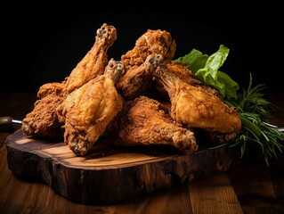 Wall Mural - Tasty Fried Chicken Wings with a Crispy Exterior and Juicy Interior