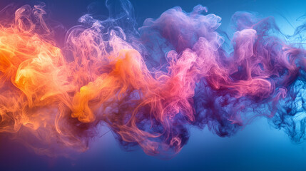 Wall Mural - ethereal abstract composition of pink and orange smoke trails