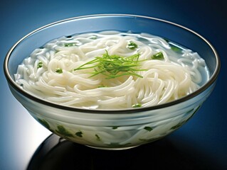 Wall Mural - Bowl of White Noodles in Clear Broth 