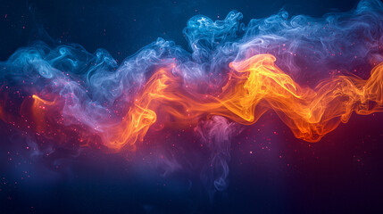 Wall Mural - dynamic swirls of red and blue smoke in abstract art