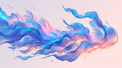 Wall Mural - swirling abstract waves in shades of blue and pink creating a serene and dreamlike art piece