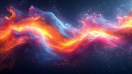Wall Mural - celestial journey through waves of vibrant neon colors evoking the beauty of a cosmic event