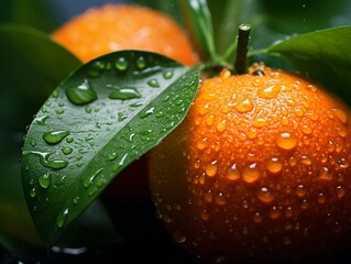 Poster - Orange Fruit with Water Droplets