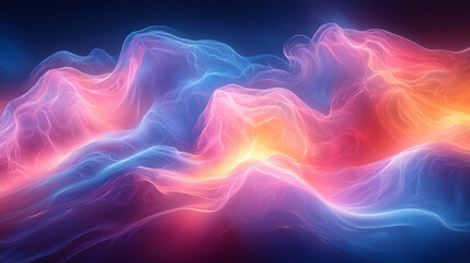 Wall Mural - abstract art with pulsating energy waves in vibrant pink and blue hues under starry sky