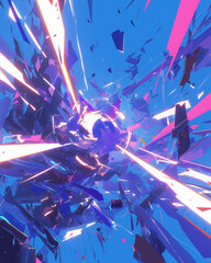 Wall Mural - abstract light burst with sharp shards and vibrant explosions
