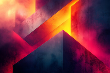 Wall Mural - sharp zigzag geometric shapes cutting through a backdrop of warm hues, creating a visually striking abstract pattern