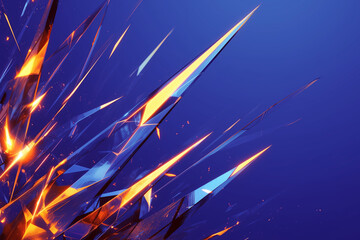 Wall Mural - dynamic blue and orange geometric explosion, capturing the intensity of energy and motion through ab