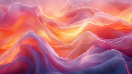 Wall Mural - soft waves of pink and purple ebb and flow across the canvas in a soothing, dreamy landscape