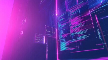 Abstract digital data streams and coding lines.