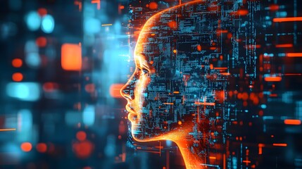 illustration of a machine learning process featuring artificial intelligence, deep data mining, and 
