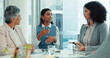 © peopleimages.com - Teamwork, talking and idea with business people in meeting for feedback, brainstorming and public relations. Workflow, project management and media campaign with employees in office for planning