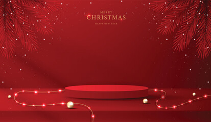 podium shape for show cosmetic product display for christmas day or new years. stand product showcas