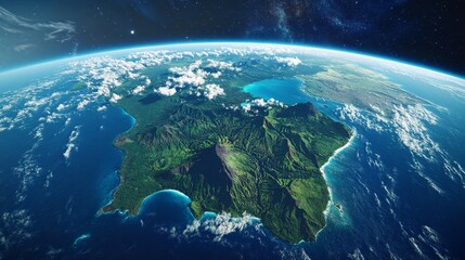 ultra detailed, photorealistic depiction of earth from space with a view of the alps