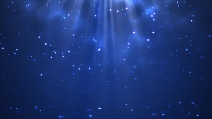 Wall Mural - Magic Falling Christmas Particles on Blue Background