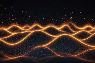 Wall Mural - Glowing wavy background. Abstract dynamic wave of particles. Big data. 3d rendering