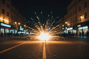 Wall Mural - Abstract city street light explosion effect