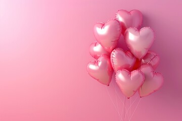 Wall Mural - Balloons air heart shape isolated pink love pink background.