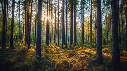  Trees in the woods with sunlight inside background photography
