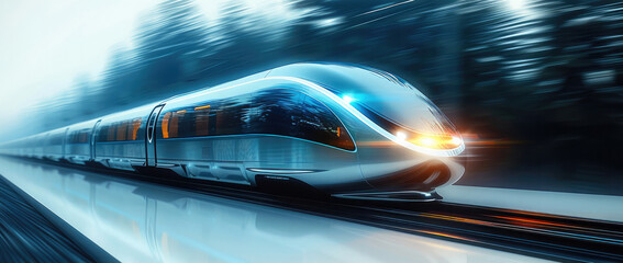 Aufkleber - A high speed train in a futuristic design on a clean backdrop, Isolated on white background.