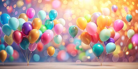 Wall Mural - A delightful collection of colorful balloons floating against a bokeh backdrop, perfect for celebration and festive occasions