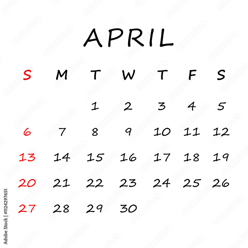 April 2025 Calendar Png Transparent Background Stock Illustration April 2025 calendar png transparent background stock illustration