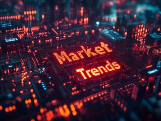 Fototapete - Futuristic Crypto Market Trends Dynamic Digital Finance in Glowing Blockchain Context