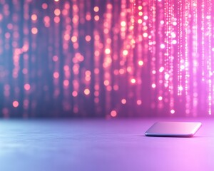Leinwandbilder - Futuristic Digital Technology and Abstract Purple Pink Light Patterns