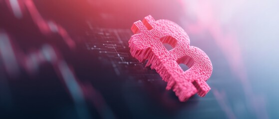 Fototapete - Futuristic Cryptocurrency Market with Glowing Crypto Symbols in Dark Cityscape