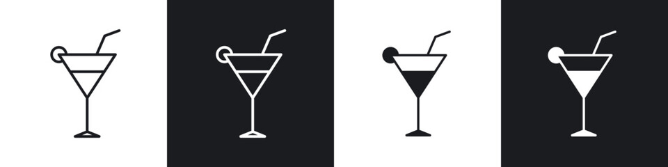 Martini glass linear icon set for app, and web design.