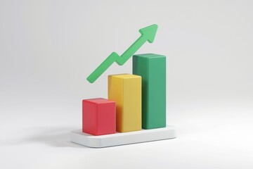 Aufkleber - An upward trending bar graph showcases positive growth and progress with colorful blocks.