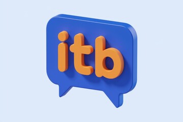 Leinwandbilder - 3D rendered blue speech bubble with orange 'itb' text, representing digital communication or a brand.