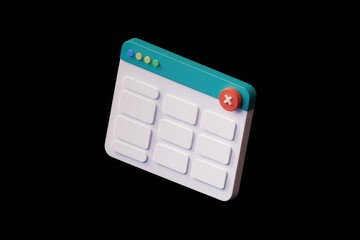 Fototapete - 3D render of a website window with multiple input fields and a close button.