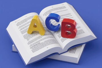 Poster - Colorful alphabet letters on an open book, symbolizing education and learning.
