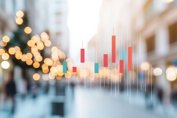 Aufkleber - Urban Holiday Vibes with Financial Overlays A Modern Market Visualization