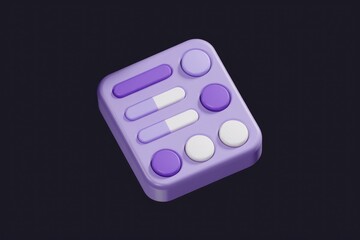 Aufkleber - A 3D rendered image of a purple control panel with various buttons and sliders.