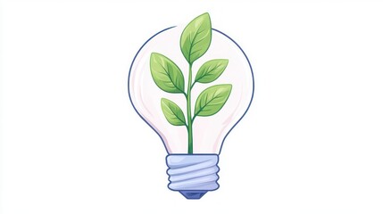 Aufkleber - Innovative eco-friendly light bulb with plant growth nature scene digital art concept